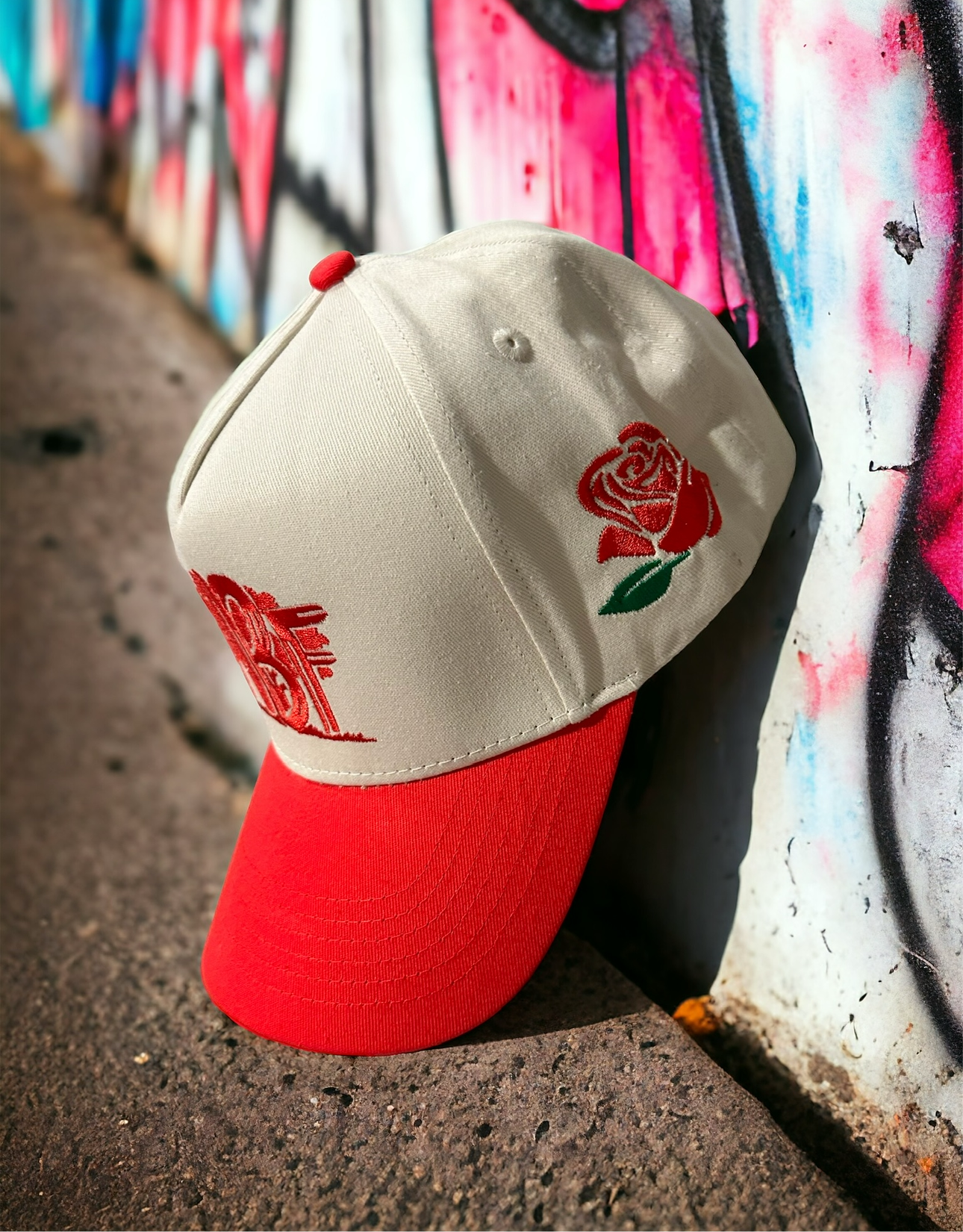 NBFCLOTHING RED AND WHITE ROSE SNAPBACK