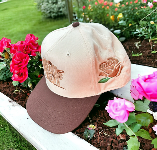 NBFCLOTHING BROWN AND TAN ROSE SNAPBACK